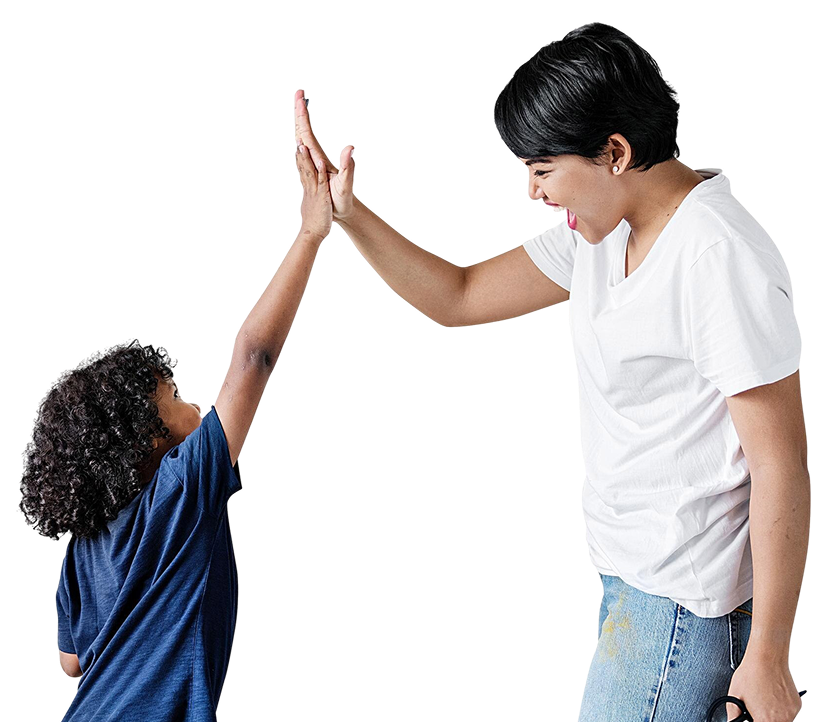 Son Highfiving Mom Transparent Background 1
